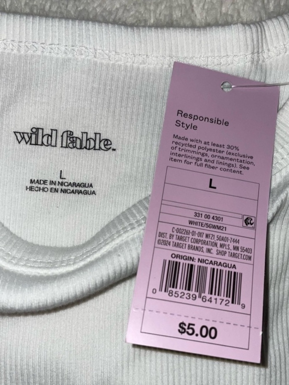 Wild Fable White Cropped Racerback Ribbed Tank Top - Picture 3 of 7